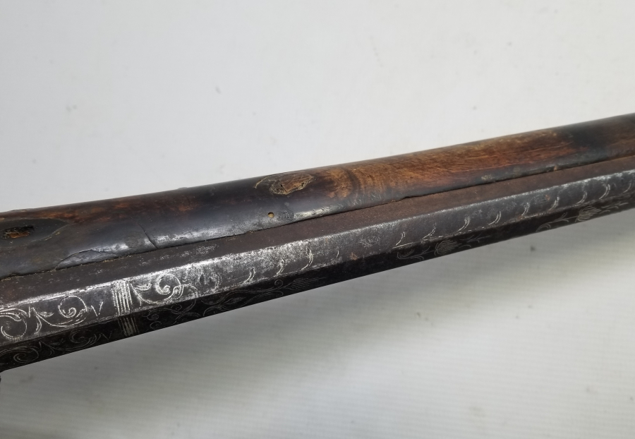 NAMLUSU BOYDAN BOYA GÜMÜŞ ÇAKMA İŞÇİLİKLİ NADİR OSMANLI DÖNEMİ KALE TÜFEĞİ