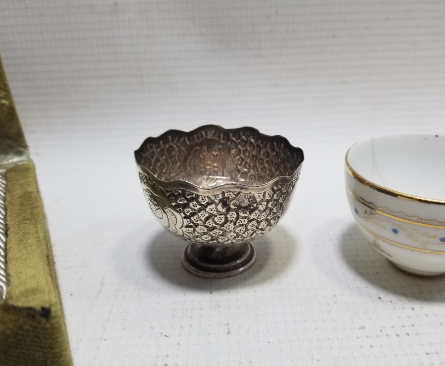 OSMANLI DEVLET ARMALI KUTUSUNDA GÜMÜŞ FİNCAN VE ZARFI