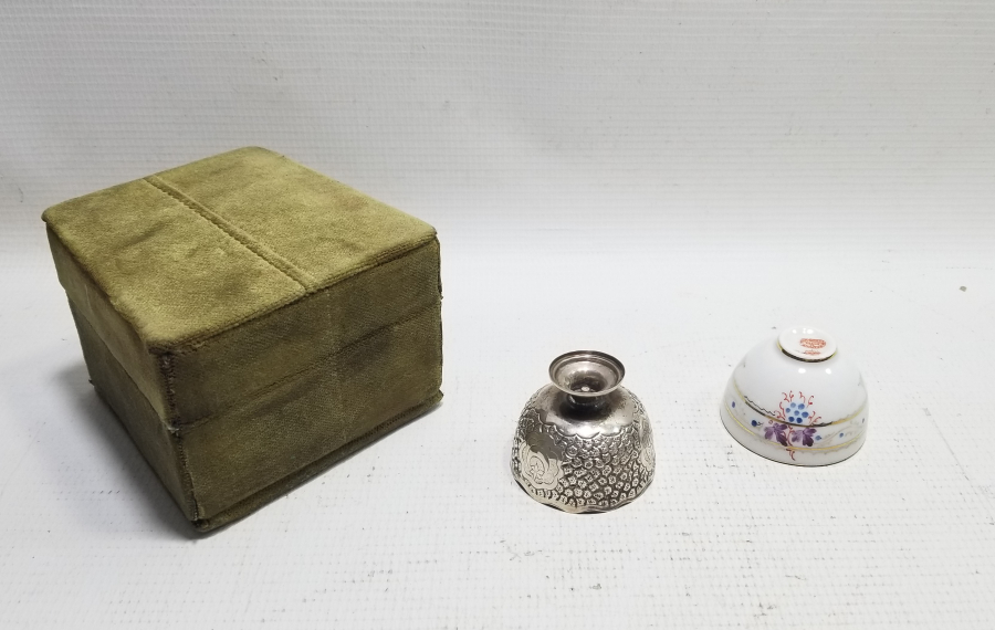 OSMANLI DEVLET ARMALI KUTUSUNDA GÜMÜŞ FİNCAN VE ZARFI