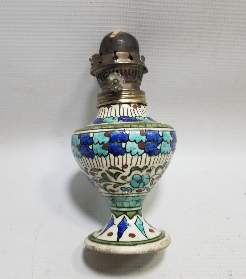 OSMANLI DÖNEMİ EL BOYAMA KÜTAHYA GAZ LAMBASI