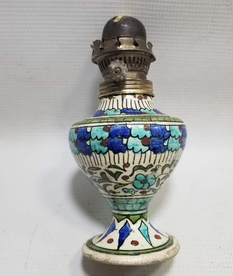 OSMANLI DÖNEMİ EL BOYAMA KÜTAHYA GAZ LAMBASI