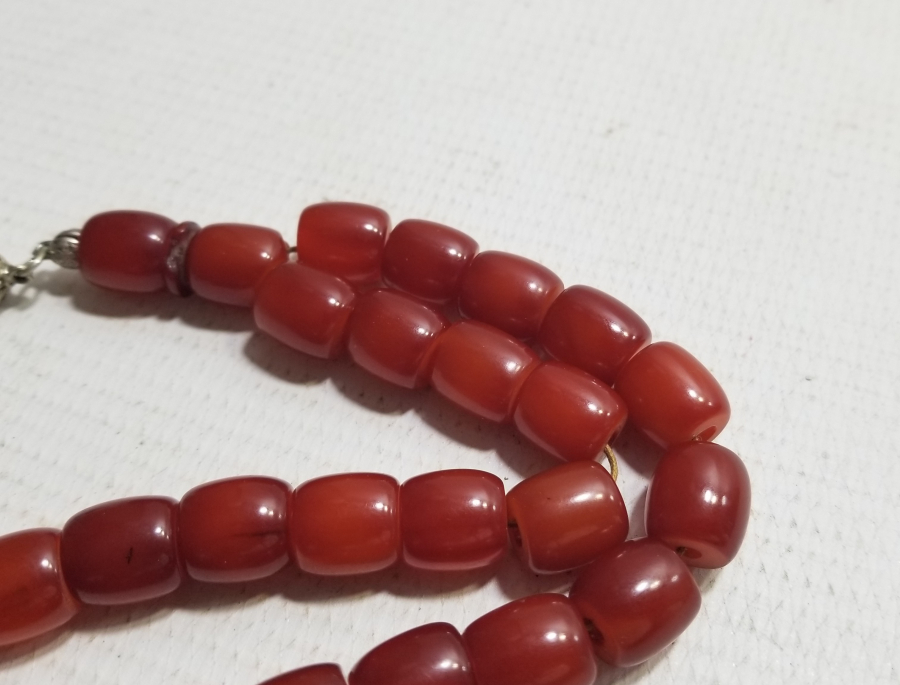 OSMANLI DÖNEMİ HARELİ SIKMA KEHRİBAR TESPİH