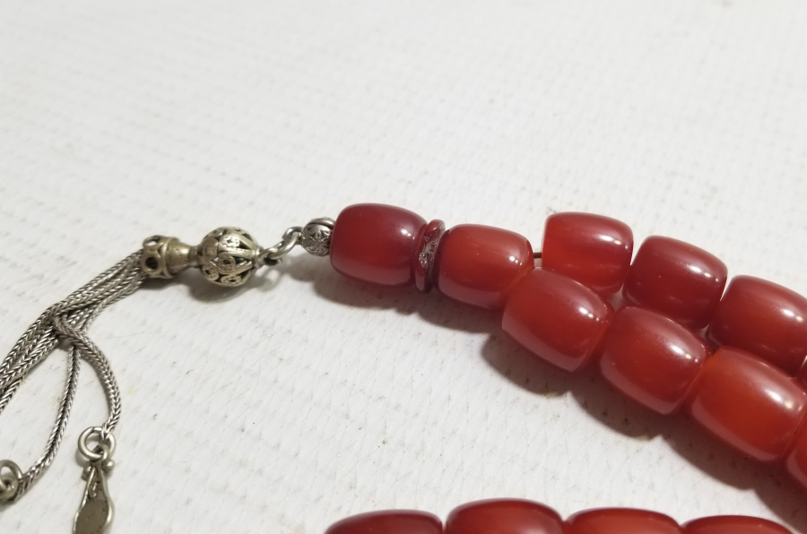 OSMANLI DÖNEMİ HARELİ SIKMA KEHRİBAR TESPİH