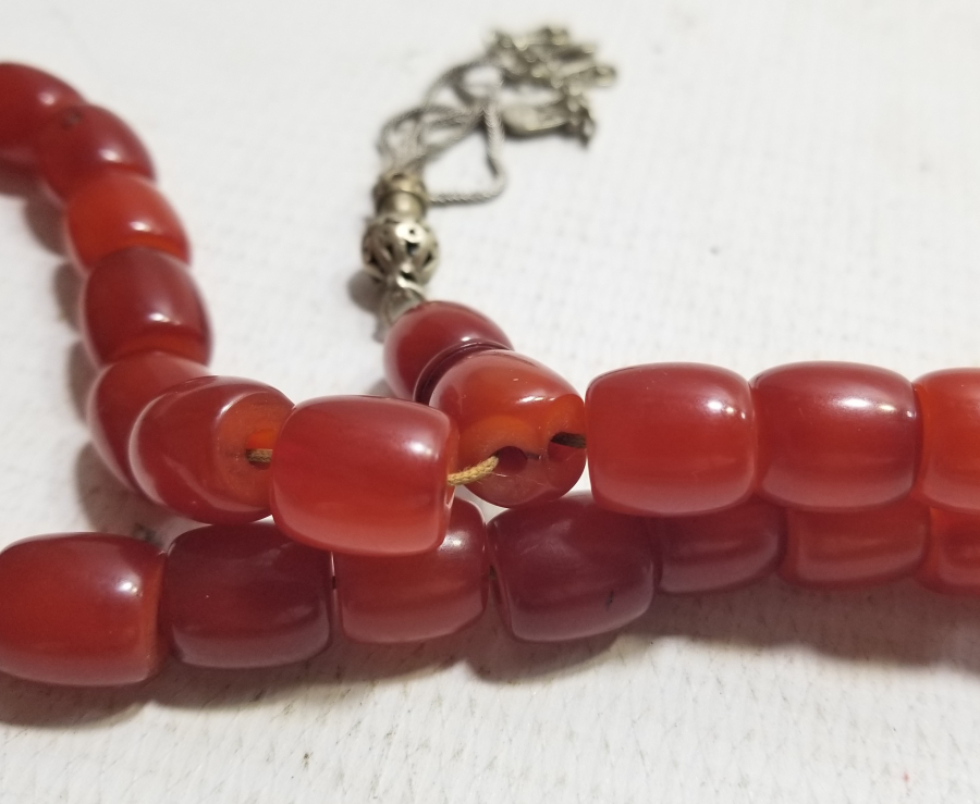 OSMANLI DÖNEMİ HARELİ SIKMA KEHRİBAR TESPİH