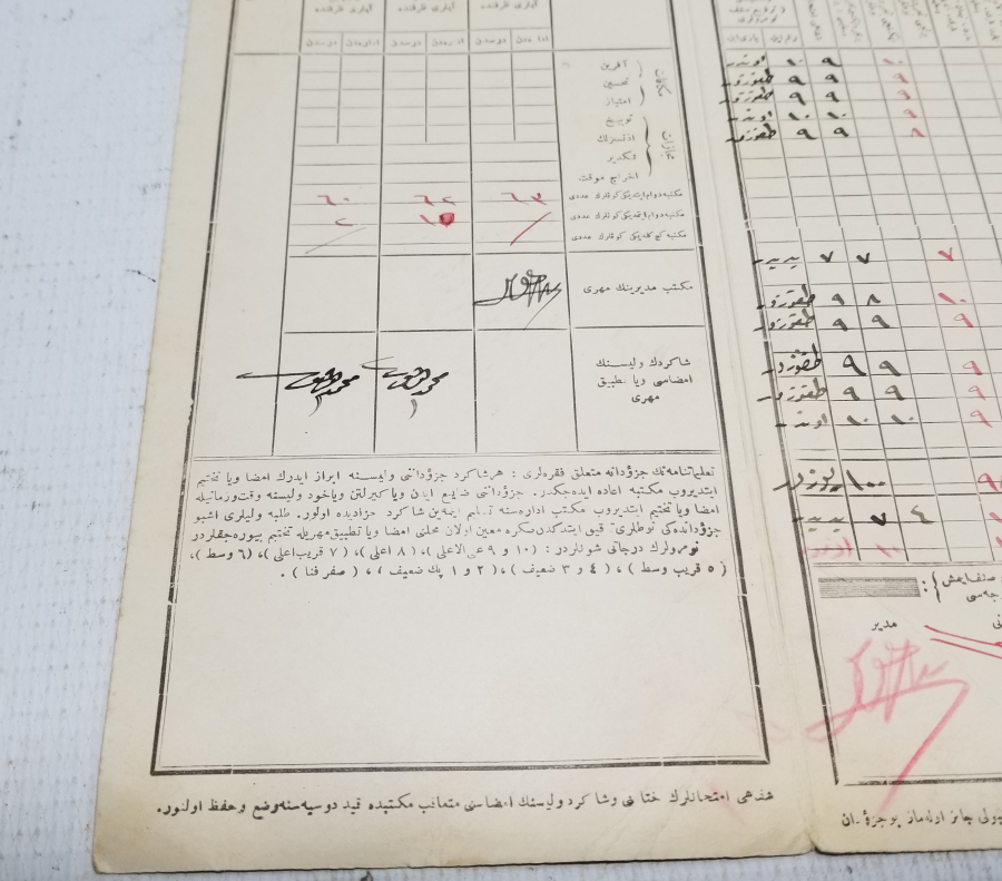 OSMANLI DÖNEMİ ÖĞRENCİ KARNESİ