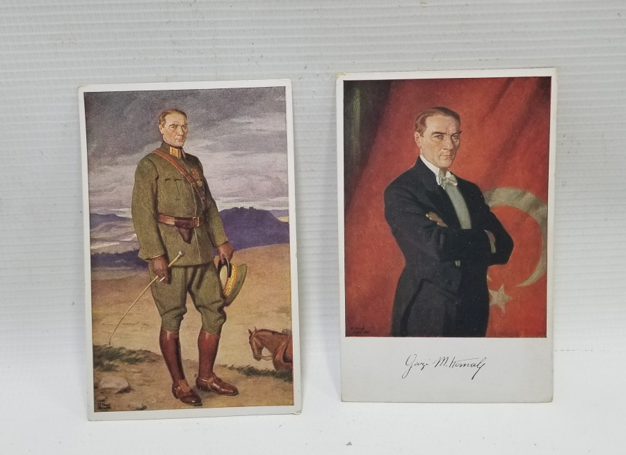 TEYYARE CEMİYETİ DAMGALI 2 ADET ATATÜRK KARTPOSTAL