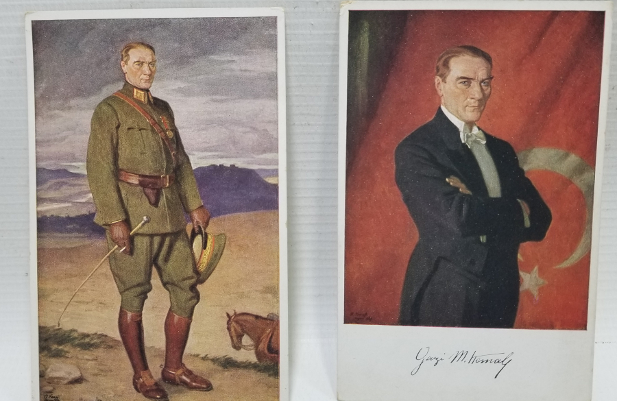 TEYYARE CEMİYETİ DAMGALI 2 ADET ATATÜRK KARTPOSTAL