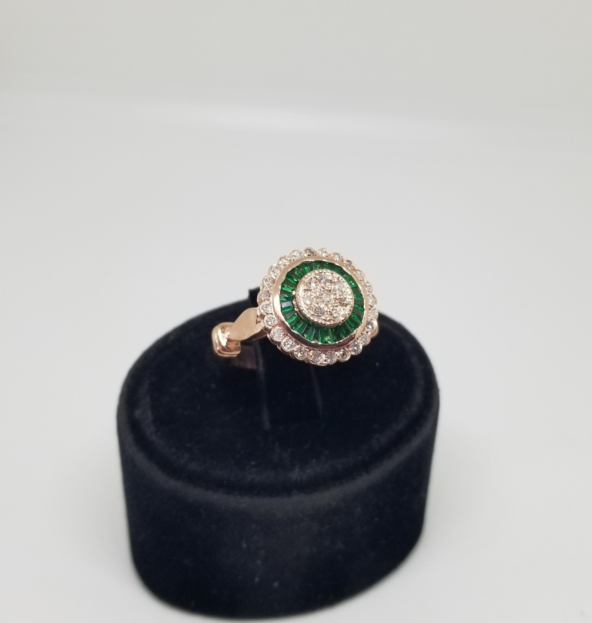 ZÜMRÜT VE PIRLANTA TAŞLI ÖZEL YAPIM  YÜZÜK