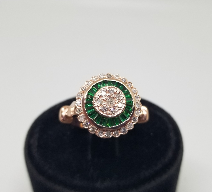 ZÜMRÜT VE PIRLANTA TAŞLI ÖZEL YAPIM  YÜZÜK