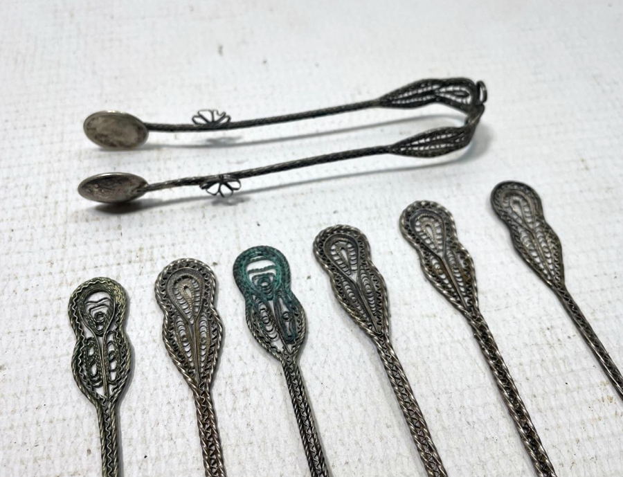 UÇLARINDA OSMANLI PARASI BULUNAN OSMANLI DÖNEMİ GÜMÜŞ ÇAY TAKIMI