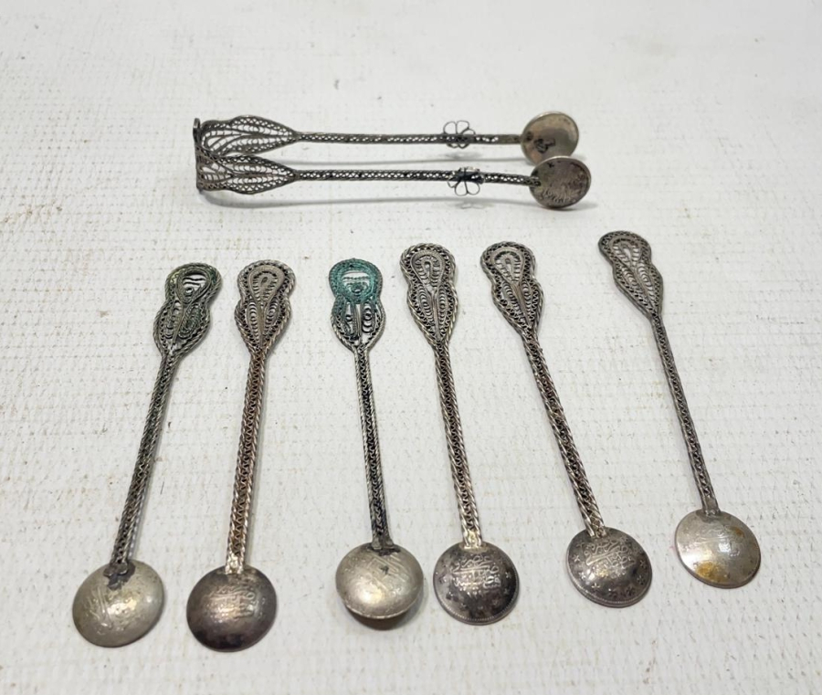 UÇLARINDA OSMANLI PARASI BULUNAN OSMANLI DÖNEMİ GÜMÜŞ ÇAY TAKIMI