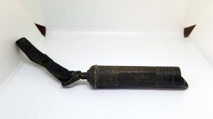 ORİJİNAL DERİ ASKISIYLA OSMANLI DÖNEMİ BARUTÖLÇER