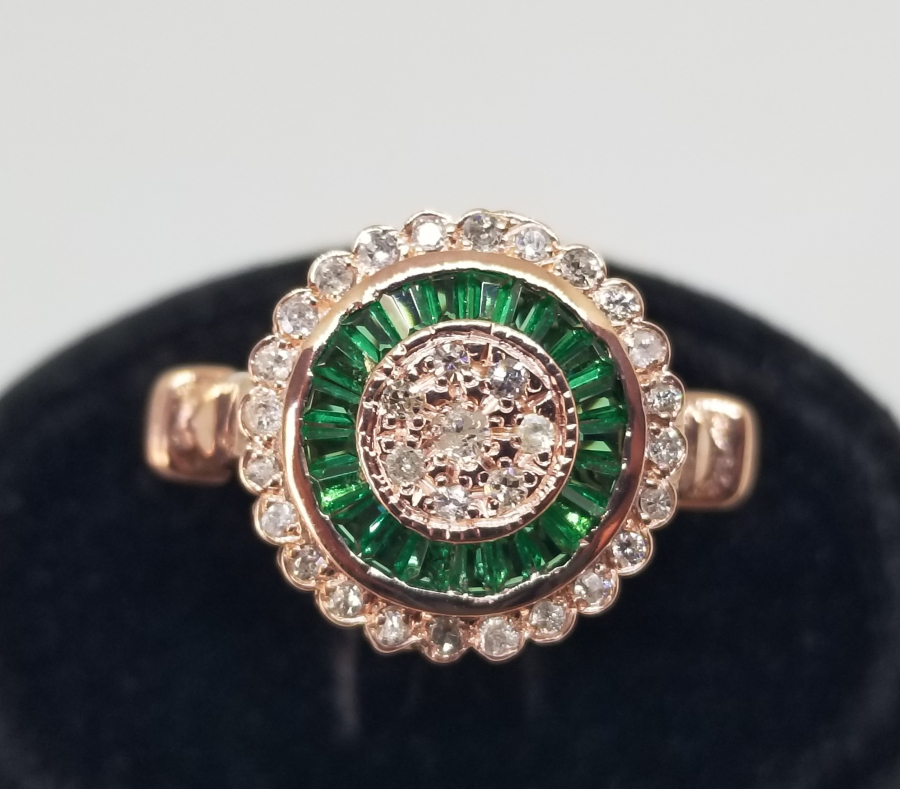 ZÜMRÜT VE PIRLANTA TAŞLI ÖZEL YAPIM  YÜZÜK