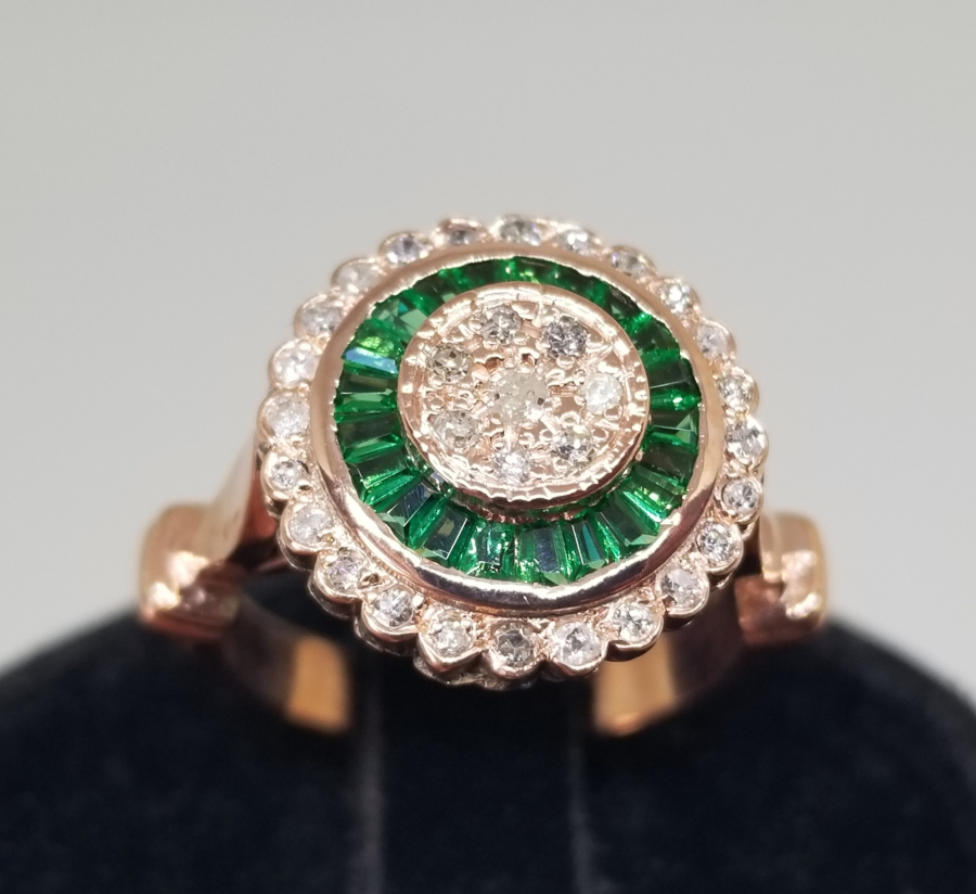 ZÜMRÜT VE PIRLANTA TAŞLI ÖZEL YAPIM  YÜZÜK