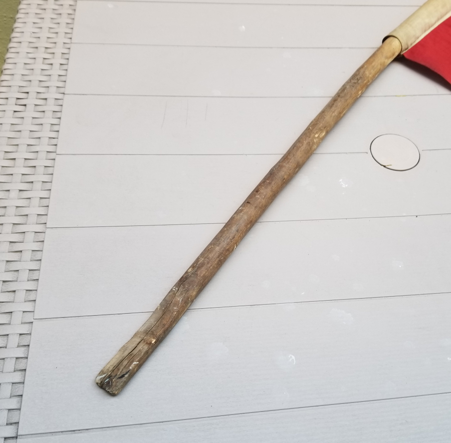 ORİJİNAL AHŞAP SAPIYLA OSMANLI DÖNEMİ BÜYÜK BOY DÜKKAN BAYRAĞI