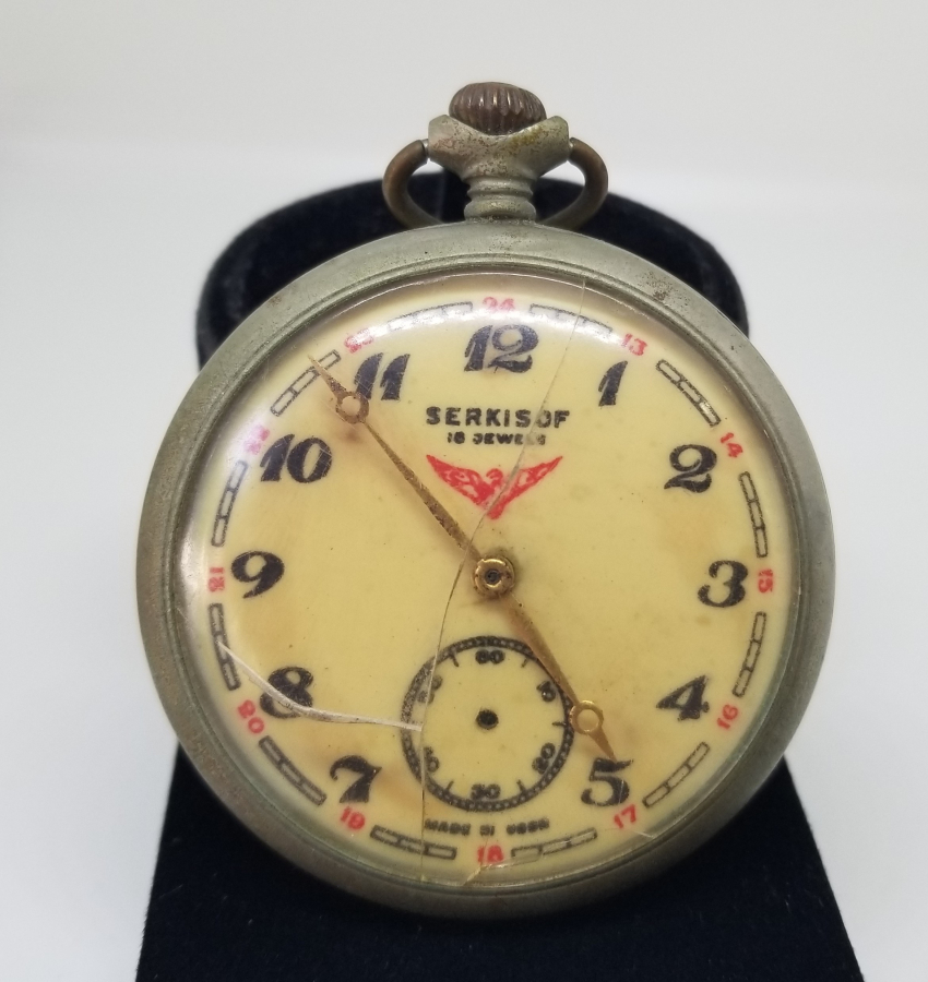 ARKASI TRENLİ SERKİSOF MARKA KURMALI CEP SAATİ