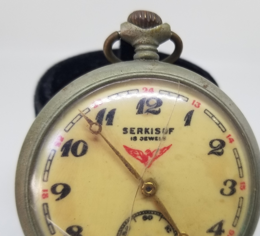 ARKASI TRENLİ SERKİSOF MARKA KURMALI CEP SAATİ