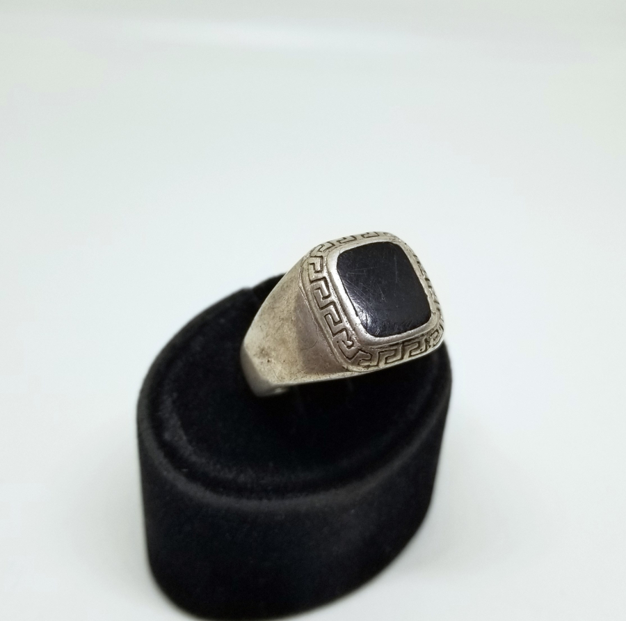 SİYAH AKİK TAŞLI ÖZEL YAPIM GÜMÜŞ YÜZÜK