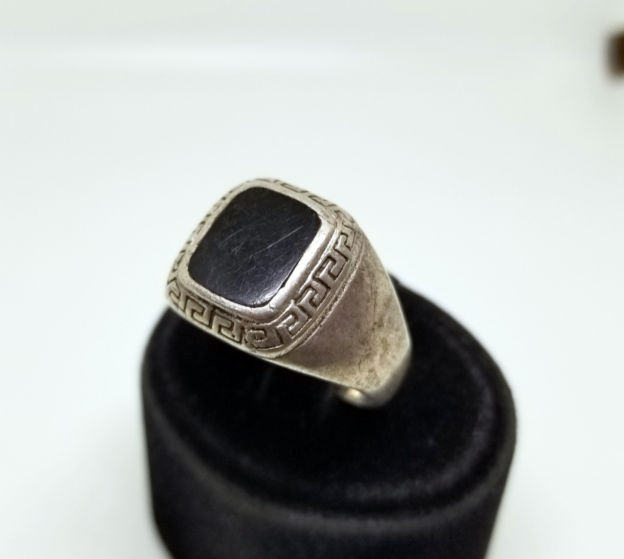 SİYAH AKİK TAŞLI ÖZEL YAPIM GÜMÜŞ YÜZÜK