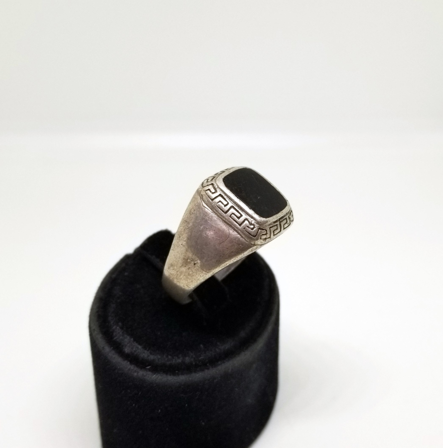 SİYAH AKİK TAŞLI ÖZEL YAPIM GÜMÜŞ YÜZÜK