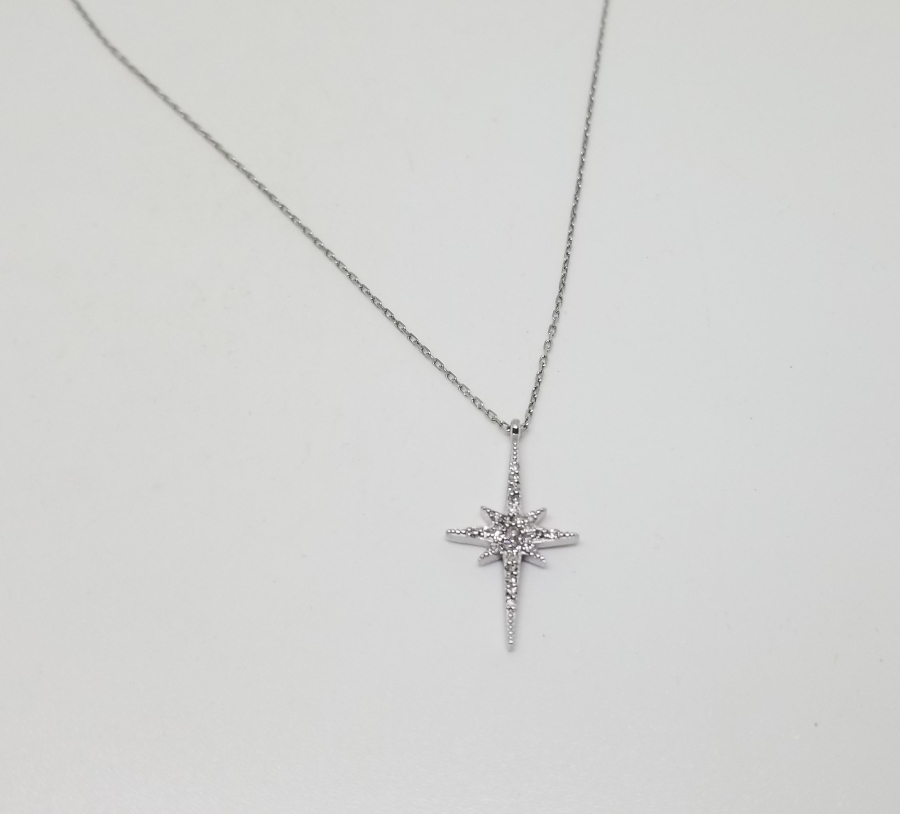 ŞİMAL YILDIZI FORMLU ÖZEL YAPIM PIRLANTA TAŞLI KOLYE