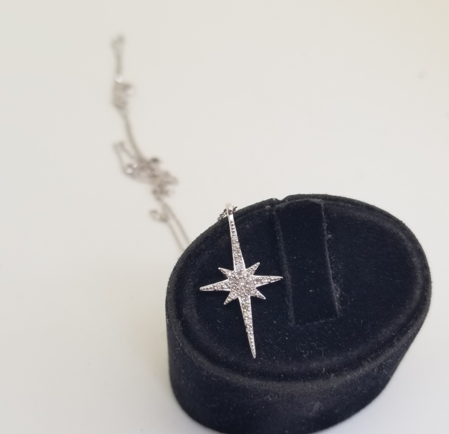 ŞİMAL YILDIZI FORMLU ÖZEL YAPIM PIRLANTA TAŞLI KOLYE