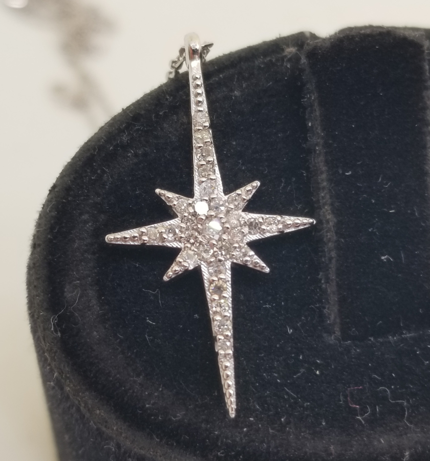 ŞİMAL YILDIZI FORMLU ÖZEL YAPIM PIRLANTA TAŞLI KOLYE