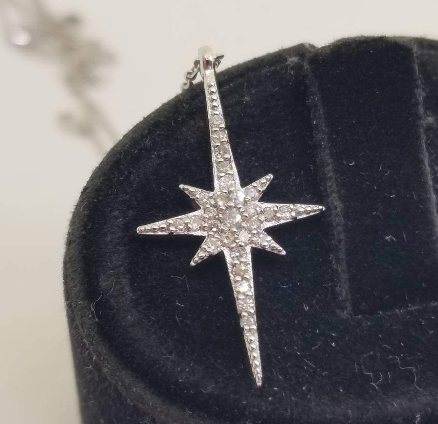 ŞİMAL YILDIZI FORMLU ÖZEL YAPIM PIRLANTA TAŞLI KOLYE