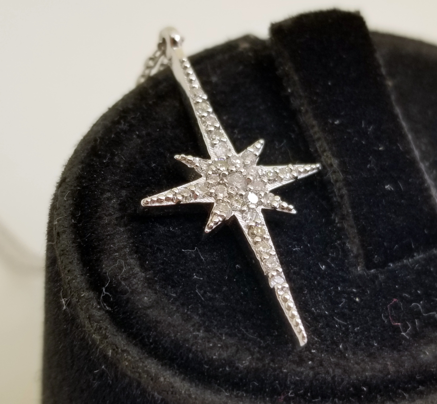 ŞİMAL YILDIZI FORMLU ÖZEL YAPIM PIRLANTA TAŞLI KOLYE