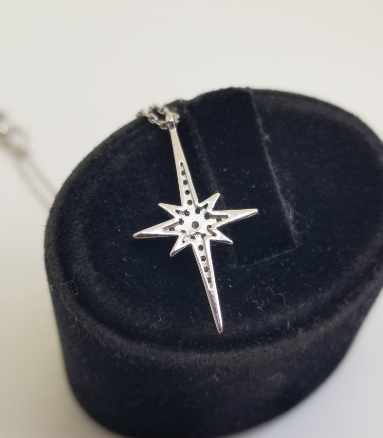 ŞİMAL YILDIZI FORMLU ÖZEL YAPIM PIRLANTA TAŞLI KOLYE