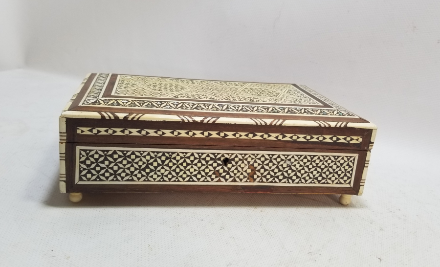 EL YAPIMI ANTİKA MARKÜTERİ MÜCEVHER KUTUSU