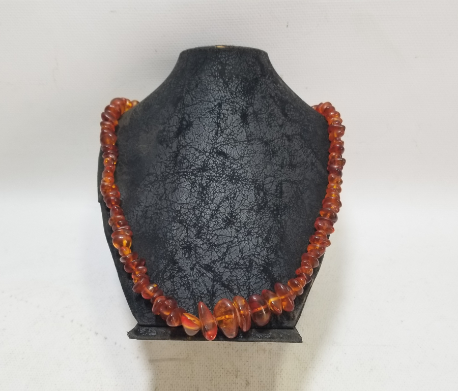 İÇİ FOSİLLİ ÖZEL YAPIM ANTİKA DAMLA KEHRİBAR GERDANLIK