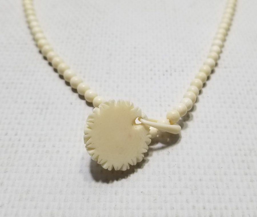 OSMANLI DÖNEMİ EL OYMA İŞÇİLİKLİ FİLDİŞİ GERDANLIK