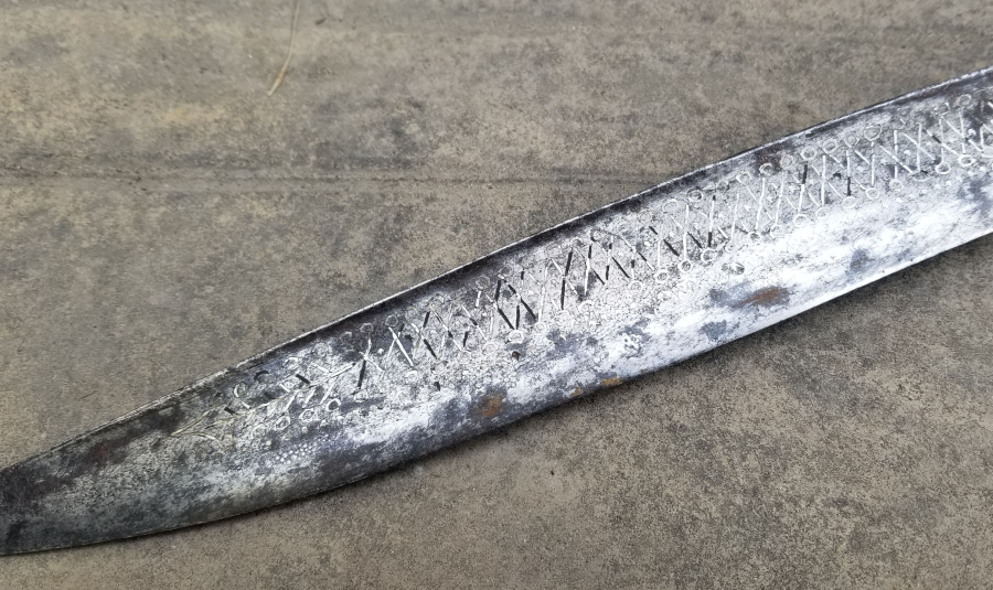 ORİJİNAL KININDA İKİ YÜZÜ GÜMÜŞ ÇAKMA İŞÇİLİKLİ YENİÇERİ KILICI