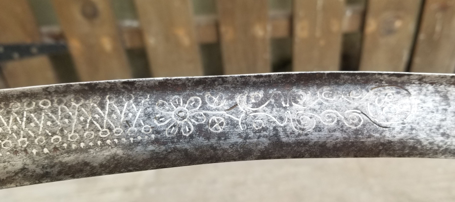 ORİJİNAL KININDA İKİ YÜZÜ GÜMÜŞ ÇAKMA İŞÇİLİKLİ YENİÇERİ KILICI