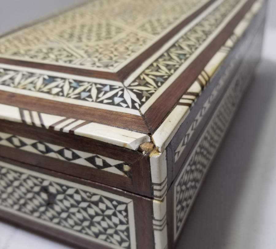 EL YAPIMI ANTİKA MARKÜTERİ MÜCEVHER KUTUSU