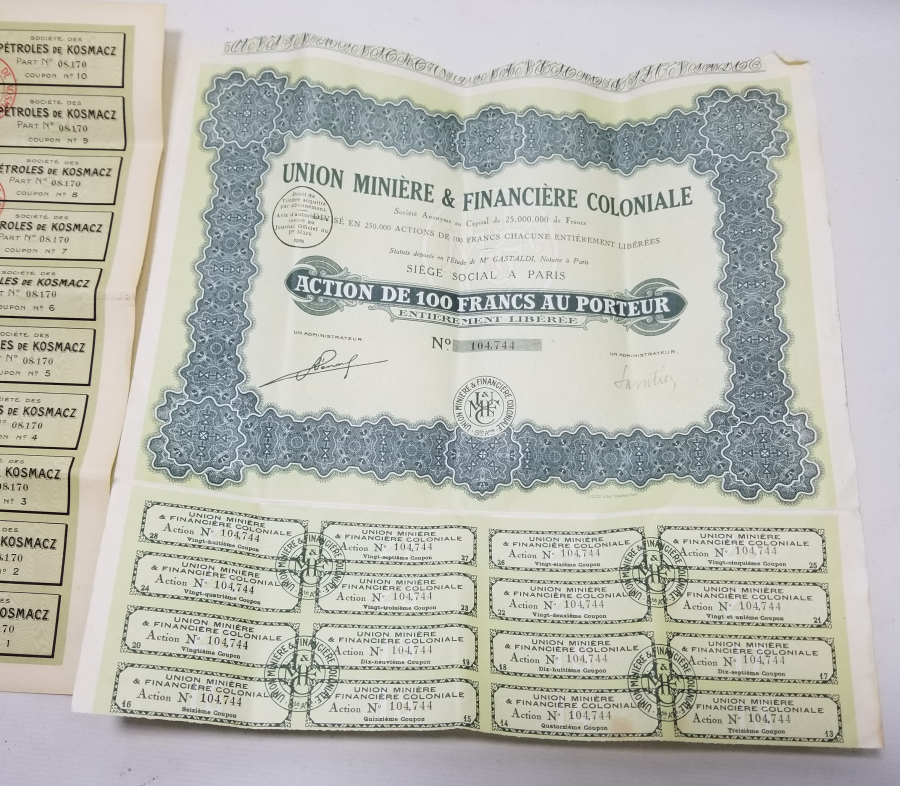 1923-1929 TARİHLİ İKİ ADET FRANSIZ HİSSE SENEDİ