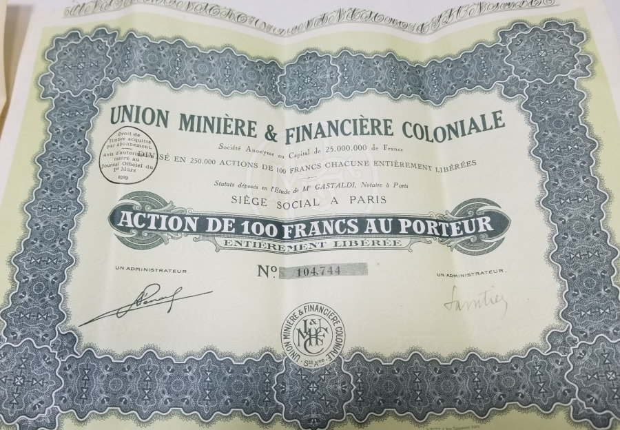 1923-1929 TARİHLİ İKİ ADET FRANSIZ HİSSE SENEDİ