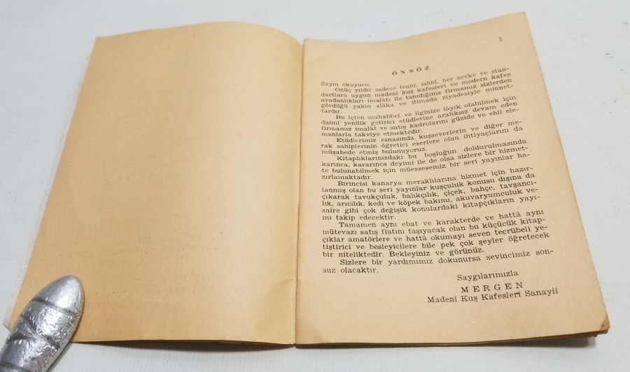 1966 TARİHLİ KANARYA BAKIM KLAVUZU İSİMLİ KİTAP