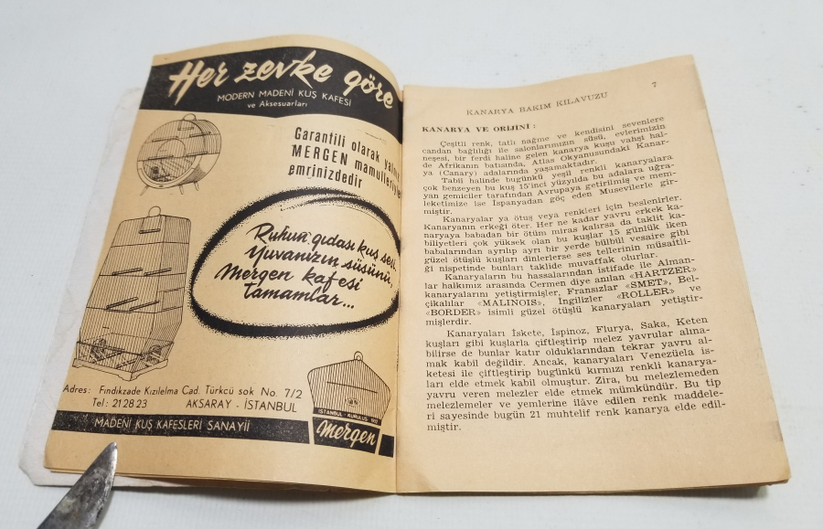 1966 TARİHLİ KANARYA BAKIM KLAVUZU İSİMLİ KİTAP