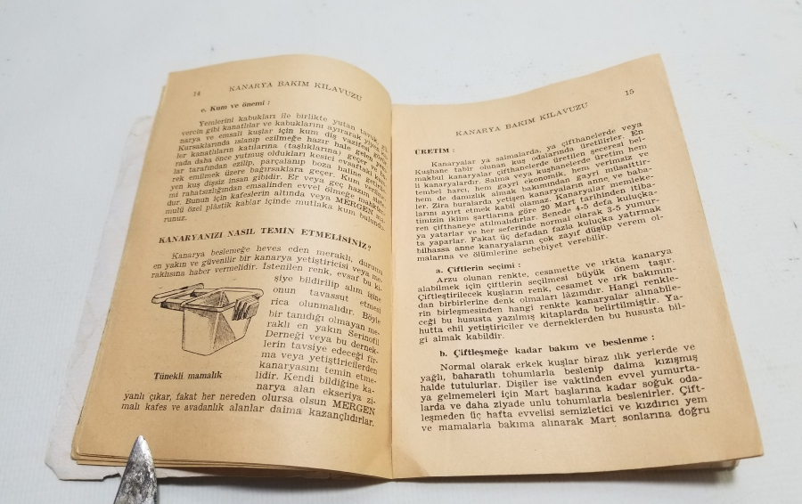 1966 TARİHLİ KANARYA BAKIM KLAVUZU İSİMLİ KİTAP