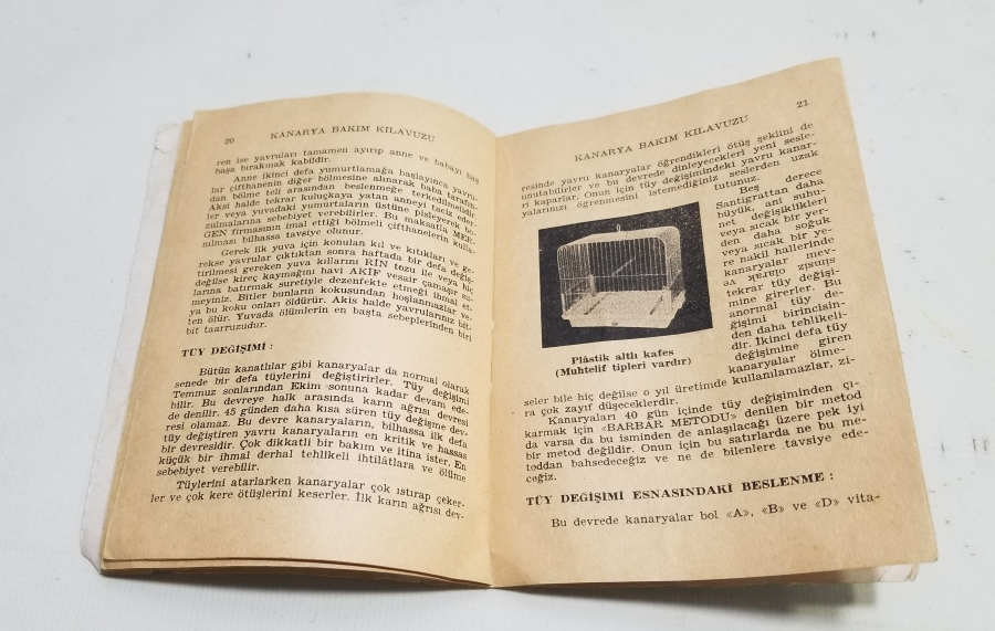 1966 TARİHLİ KANARYA BAKIM KLAVUZU İSİMLİ KİTAP