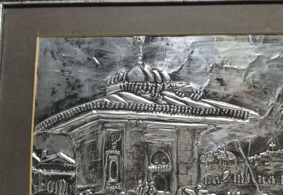 KABARTMA İŞÇİLİKLİ GÜMÜŞ KAPLAMA ANTİKA PANO