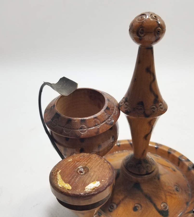 OSMANLI DÖNEMİ EL YAPIMI AHŞAP MASA MUMLUĞU