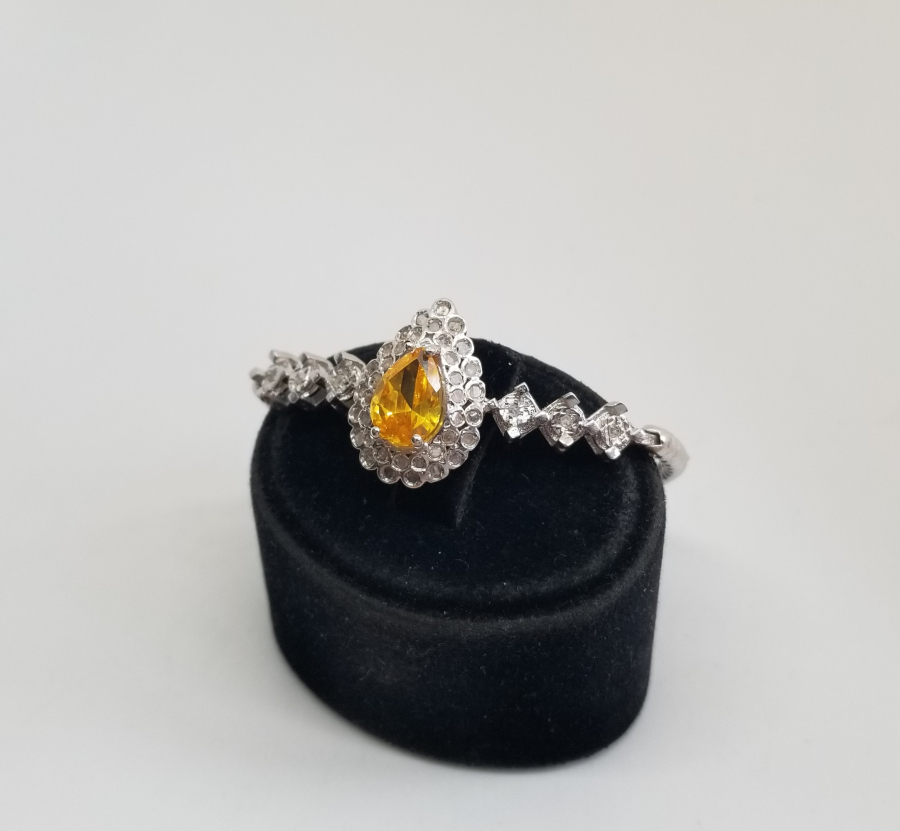 SİTRİN VE ELMAS TAŞLI ÖZEL YAPIM BİLEKLİK