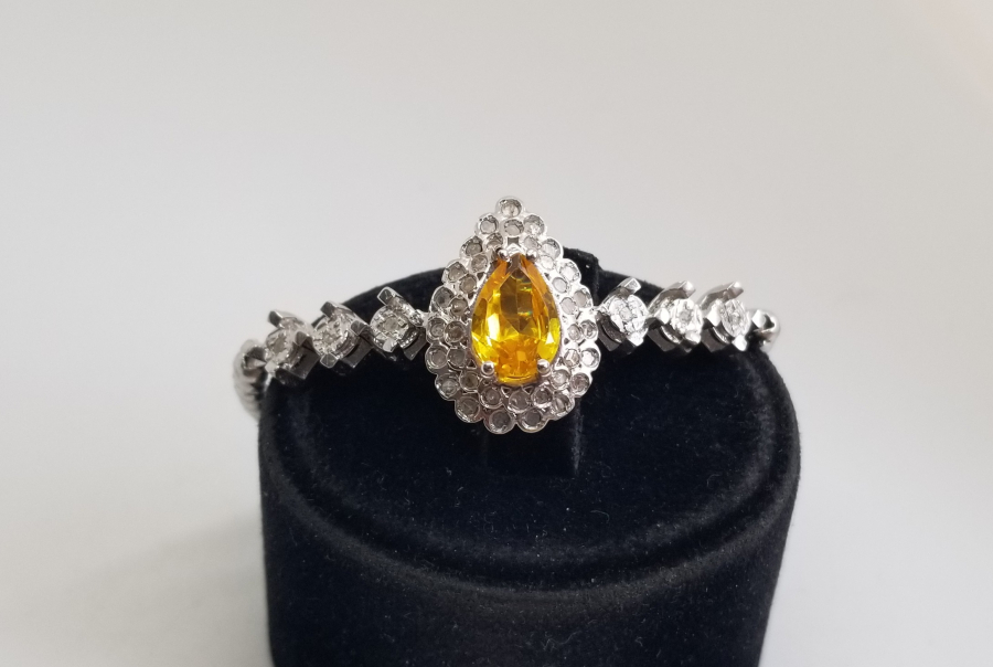 SİTRİN VE ELMAS TAŞLI ÖZEL YAPIM BİLEKLİK