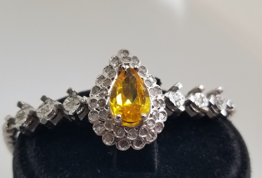 SİTRİN VE ELMAS TAŞLI ÖZEL YAPIM BİLEKLİK