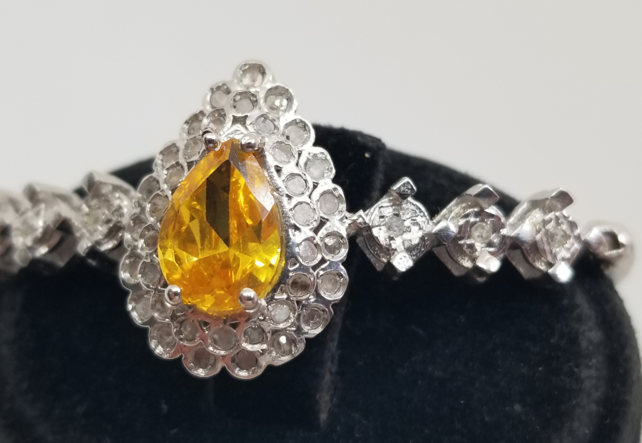 SİTRİN VE ELMAS TAŞLI ÖZEL YAPIM BİLEKLİK