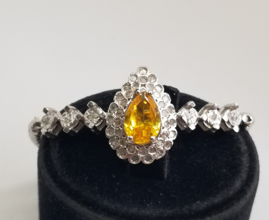 SİTRİN VE ELMAS TAŞLI ÖZEL YAPIM BİLEKLİK