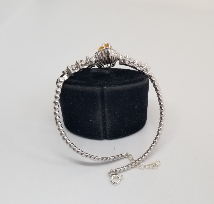 SİTRİN VE ELMAS TAŞLI ÖZEL YAPIM BİLEKLİK